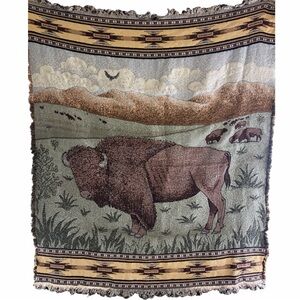 Woven Buffalo 🦬 Tapestry Throw Blanket